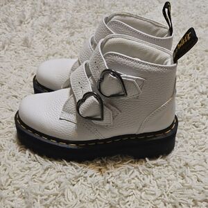 Dr. Martens White Devon Heart Platform Combat Boots